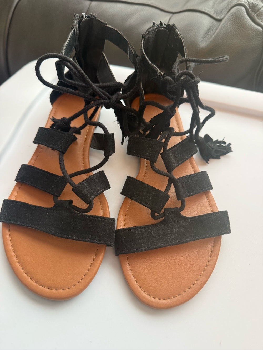 Forever 21 Black Lace-Up Gladiator Sandals